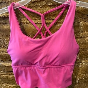 Pink Strappy longline sports bra